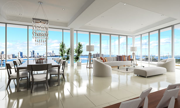 Great room in penthouse condo. Modern, contemporary, sleek, architecture, design. ~Eddie Seymour