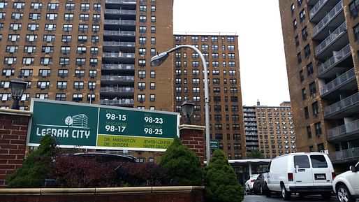 View of the LeFrak City public housing development in New York City. Image courtesy of Fickr user<a href=https://www.flickr.com/photos/imjustwalkin/15801457190"> Matt Green</a>