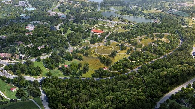 Aerial view of Nature Playscape. Image courtesy of Forest Park Forever.