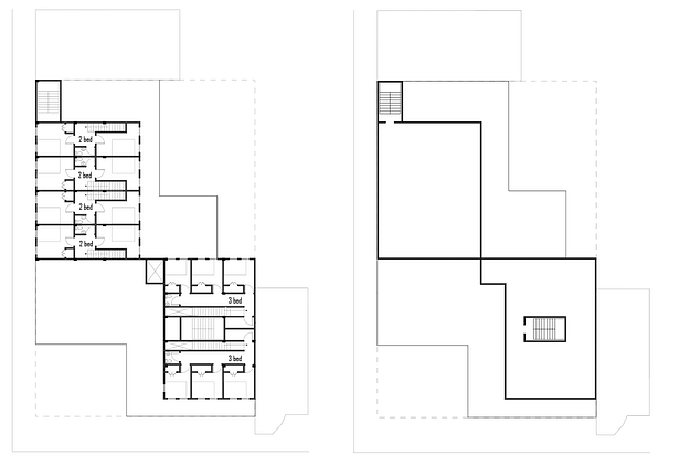 Seventh floor plan and roof plan