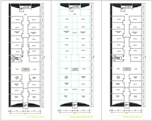 Floor plan showing framing & HVAC plan