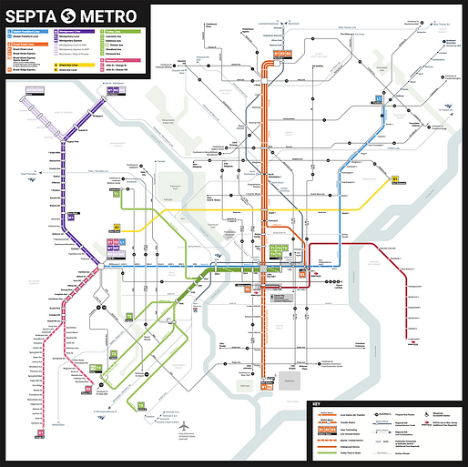 The proposed redesign of Philadelphia’s SEPTA transit map. Source: SEPTA