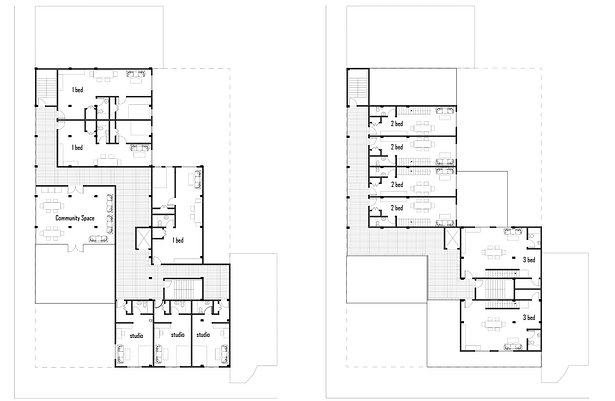 Third and fourth floor plans