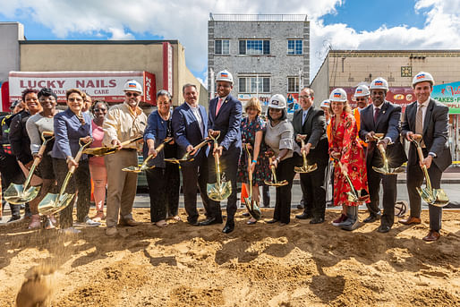 Politicians and municipal representatives break ground on a $139 million project to revitalize Downtown Far Rockaway. Photo courtesy of the NYC Department of Design and Construction​.