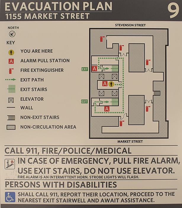 Full view of tactile evacuation map.