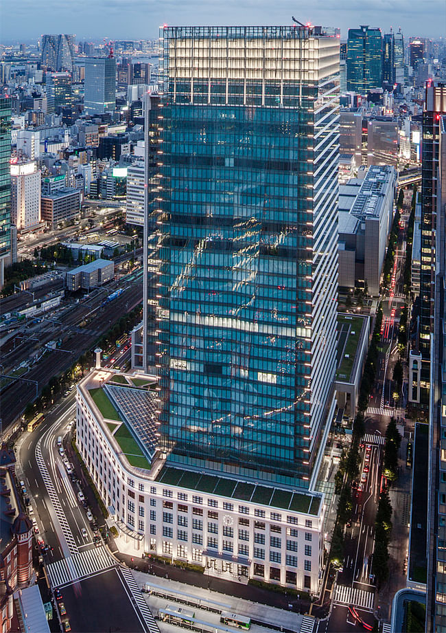 Bird's-eye view of the soon-to-be-opened Japan Post Tower in Tokyo (Photo courtesy of JAHN)