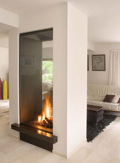 Bloch Design double sided fireplace