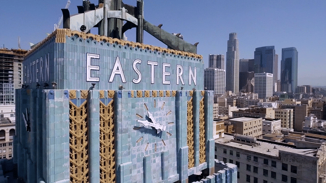 Screen shot from 'Downtown Los Angeles' flyover, taken with a drone.