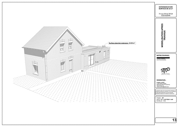 Modélisation 3D en maquette blanche projetée travaux