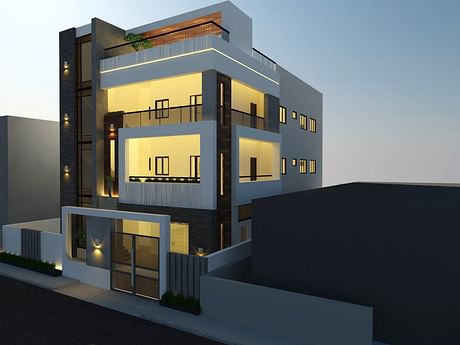 Residence-Elevation in Otanchathiram, near to karaikudi, Tamil Nadu, India.