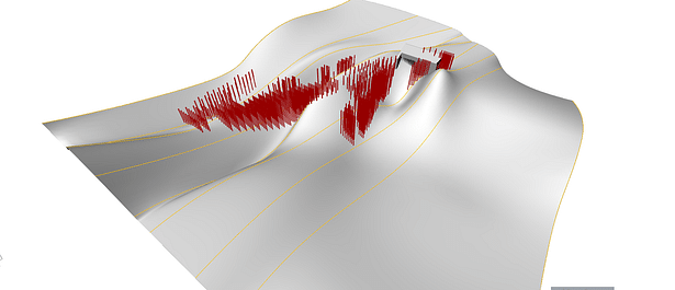 'Hanging Swarm' developed through Grasshopper and six control surfaces