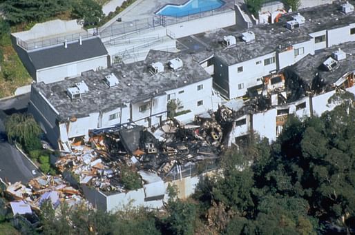 View of the damage from the 1994 Northridge Earthquake in Los Angeles. Image courtesy of FEMA Photo Library.