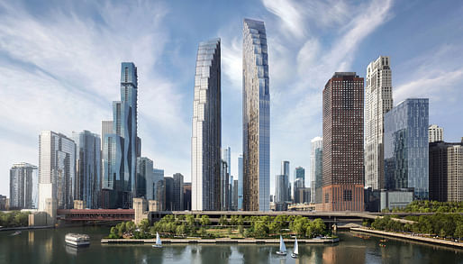 Rendering of the 400 N Lake Shore Drive towers designed by SOM. Image courtesy of SOM/Related Midwest 