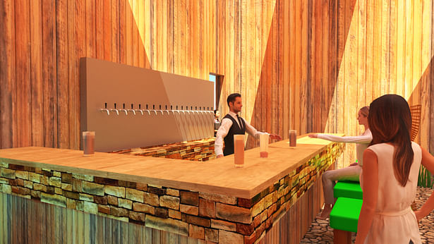 The bar with custom modeled beer taps