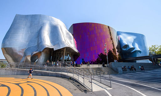 Museum of Pop Culture in Seattle, WA designed by Frank Gehry. Image courtesy of Brady Harvey / Museum of Pop Culture