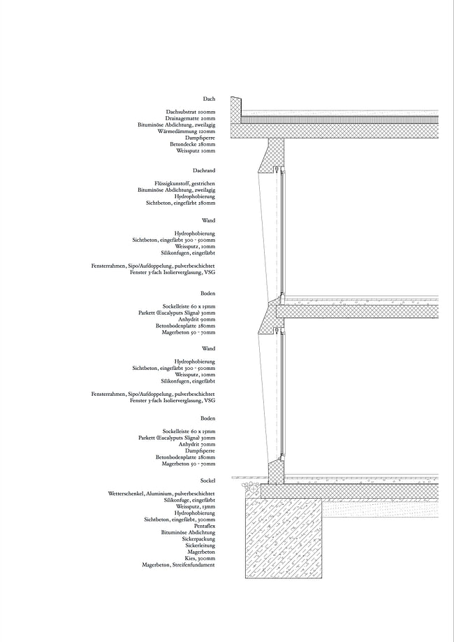 Detailed section. Image courtesy of Roeoesli & Maeder Architects.