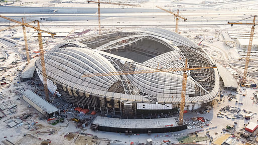 The ZHA-designed <a href="https://archinect.com/news/article/150139565/zaha-hadid-s-al-wakrah-2022-fifa-world-cup-stadium-in-qatar-inaugurated">Al Wakrah FIFA World Cup Stadium</a> in October 2018. Image courtesy of Supreme Committee for Delivery & Legacy.