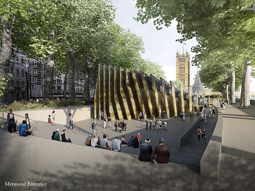 Front view of the winning design for the planned UK Holocaust Memorial and Learning Centre. © Adjaye Associates and Ron Arad Architects