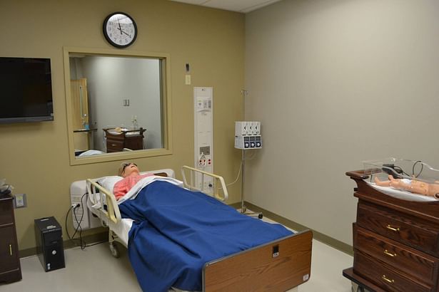 Sim Patient Room; Observation window in Control Room