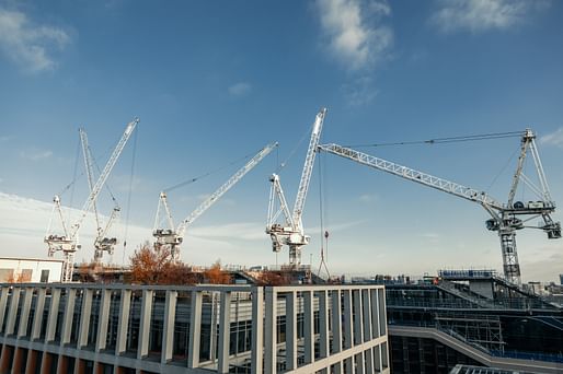 Construction cranes in London. Photo courtesy of James Sullivan/Unsplash.