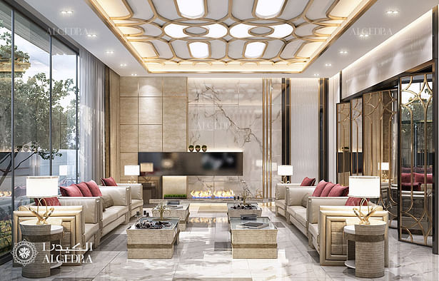 Modern living room design in luxury villa