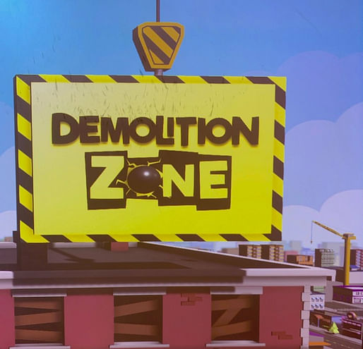 Still from opening sequence of Demolition Zone. Photo by Anthony Carfello.