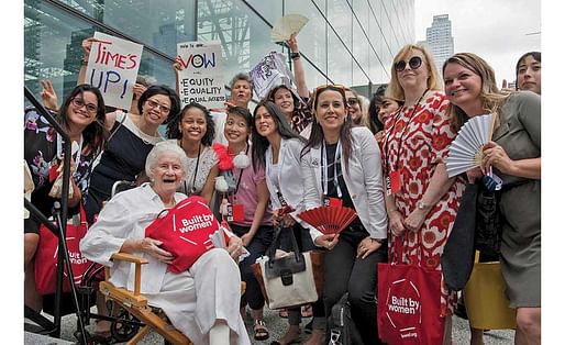 Beverly Willis leads a 'flash mob' protest. Courtesy BWAF / BNP Media