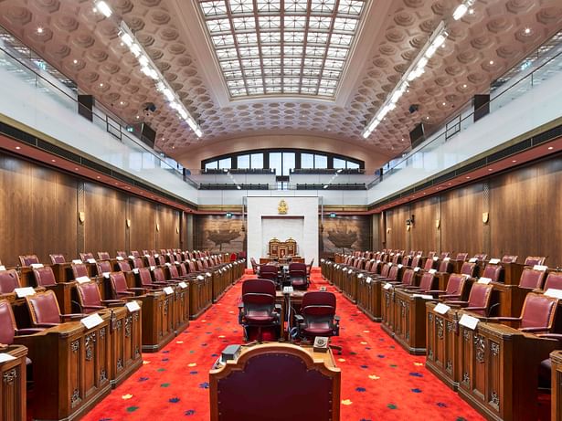 Senate Chamber in former Ottawa train station concourse doublespace photography