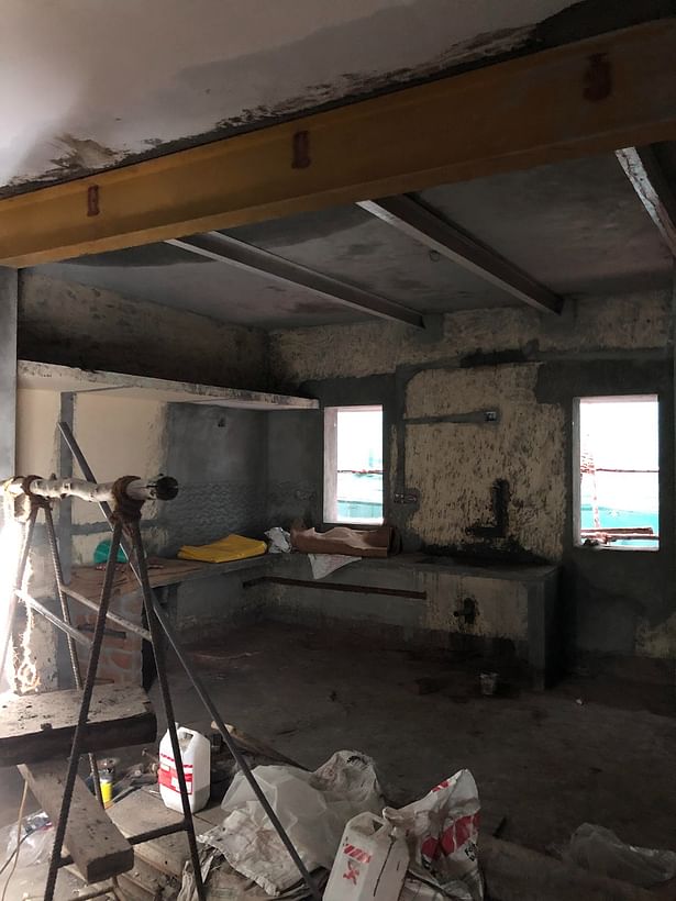 The Open plan living/Kitchen/Dining - during construction.