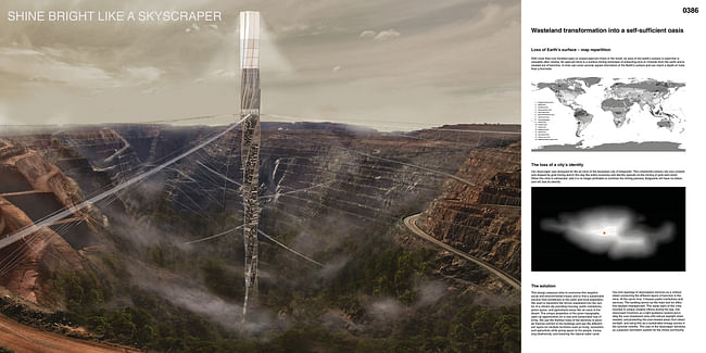 Honorable Mention: Skyscraper For Open Pit Mines / Sacha Cudré-Mauroux, Nils Hayoz, Bart Oosterhoff, Thomas Wenzel (Switzerland)