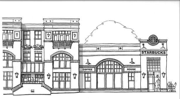 MIXED USE STUDY SKETCH - RETAIL CORNER - STOOP TOWNHOMES
