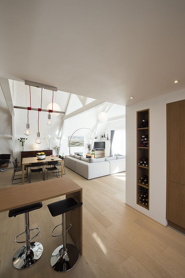 from kitchen looking towards dining area