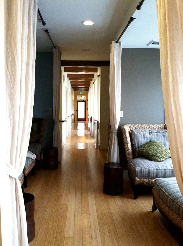 Lounge areas along hallway