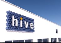 Signage design for Hive, an exhibits design and build firm.