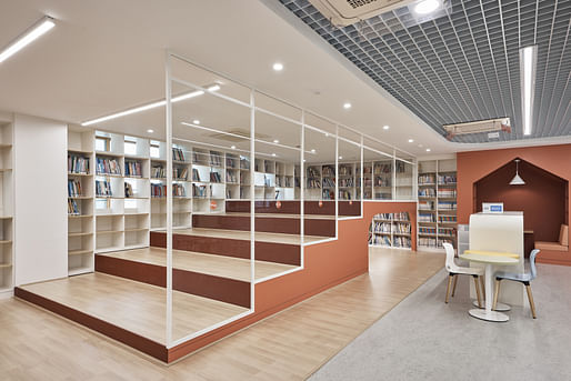 Commendation for Interior Architecture Kyung Sun Lee, AIA of SUNe.Lab for Woomyeon Elementary School Library in Seoul, South Korea. Image: Namsun Lee