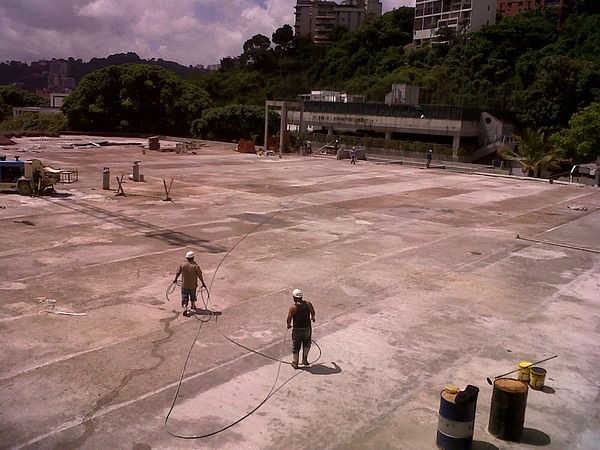 Soccer field on the roof of the bldg. under construction