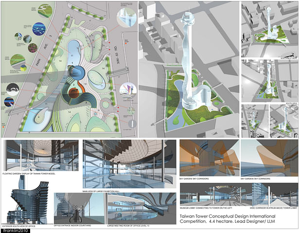 Taiwan Tower Conceptual Design International Competition, 4.4 hectare. Lead Designer/ LLM