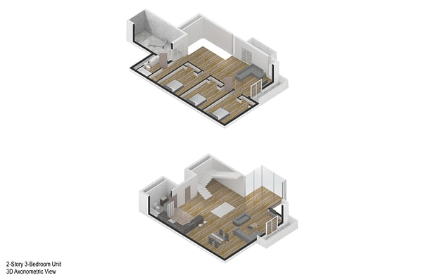 2-Story Unit Axonometric Rendering