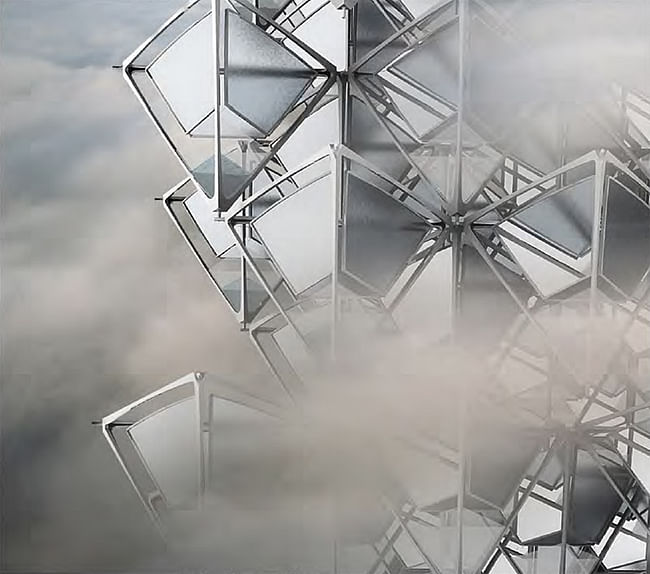 2nd Prize: 'Cloud Skyscraper': Sungjin Jang, Hojun Choi, Yohwan Jo, Youngshin Kim, Sewook Son,Yonsei University (Korea); Hyunkyu Lim, Kyunkook University (Korea)