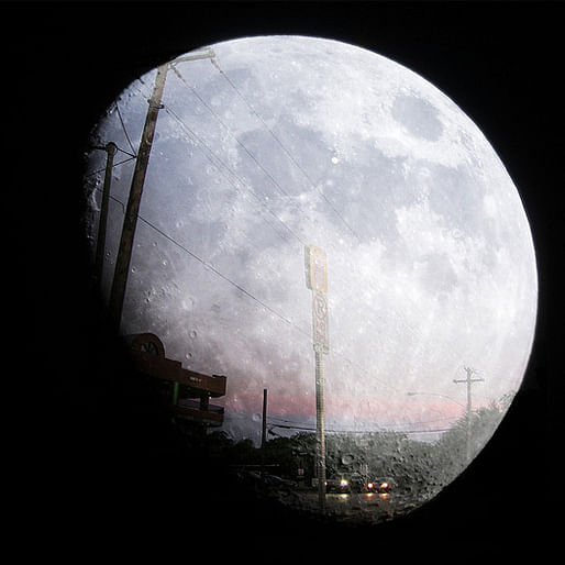 Double exposure: Dallas, Texas, and the moon. [Photo by oaphoto via Flickr]