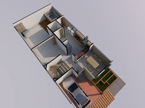 axonometric floor plan - reforma casa alamos - july 2016