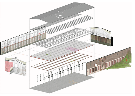 Axonometric view for factory refurbishment 