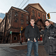 Innovative Technologies librarian Graham McCarthy (left) and Architectural Science professor Vincent Hui in front of Massey Hall, one of the 93 buildings included in the database of a new architecture app developed by the pair.