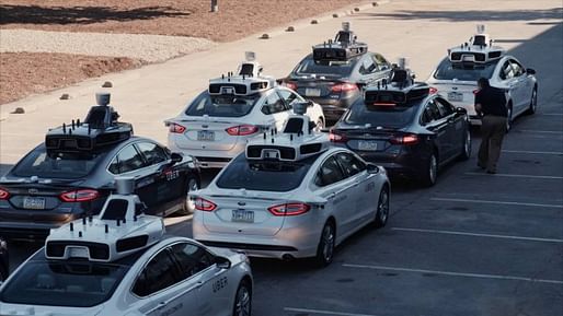 Uber's fleet of automated taxis. Image via technologyreview.com