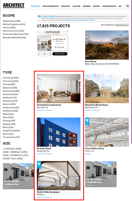 Nice to see 3 of our projects on Architect Magazine's homepage!