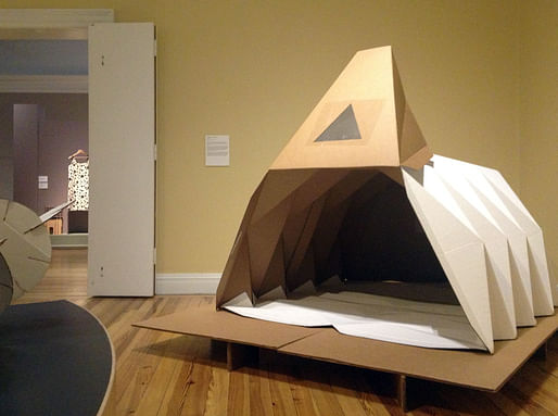 The Cardborigami shelter is on display at the Berkshire Museum's latest exhibit, 'PaperWorks: The Art and Science of an Extraordinary Material' until October 2013.