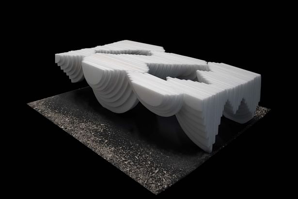 The physical model of a floating island turns into a public ground ©HAS design and research