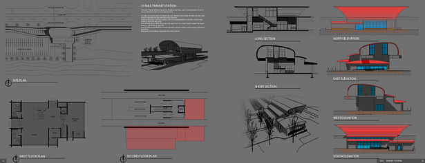 This transit center is to serve as a bus depot and light rail station. My focus was to maximize the stations ability to serve these functions while introducing programmatic elements that maximize opportunities present on site (view). the parallel motion of the trains were a driver of the canopy design. 