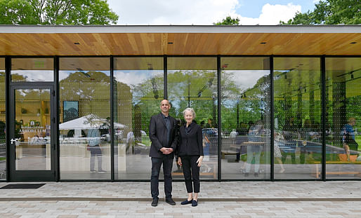 Founding Partner Mary Burnham (right) and John Mealy joined the arboretum community for the opening on June 10th, 2024.