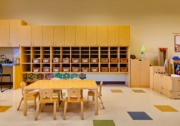 modern childcare facility for 215 students + staff. early childhood development design program. vibrant design | sustainable materials | healthy interiors. 34,131 sq ft.